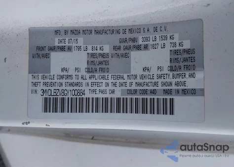 2016 Scion Ia from USA, damaged, VIN 3MYDLBZV8GY100884